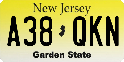NJ license plate A38QKN