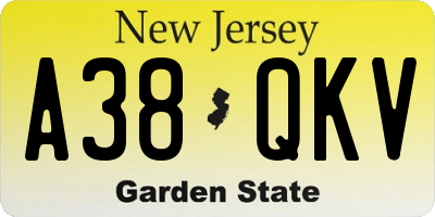 NJ license plate A38QKV