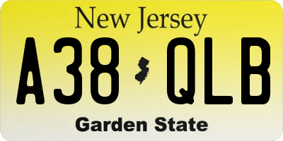 NJ license plate A38QLB