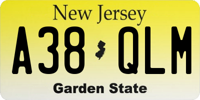 NJ license plate A38QLM