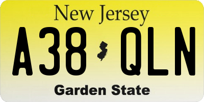 NJ license plate A38QLN