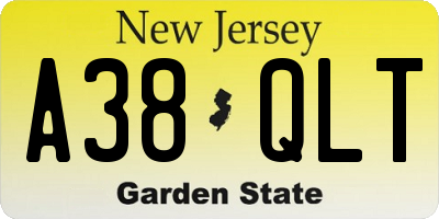 NJ license plate A38QLT