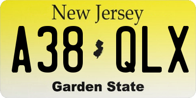 NJ license plate A38QLX