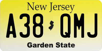 NJ license plate A38QMJ
