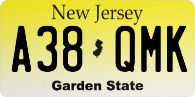 NJ license plate A38QMK
