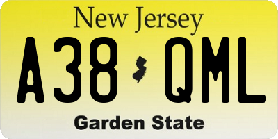 NJ license plate A38QML