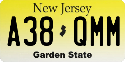 NJ license plate A38QMM