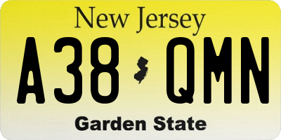 NJ license plate A38QMN