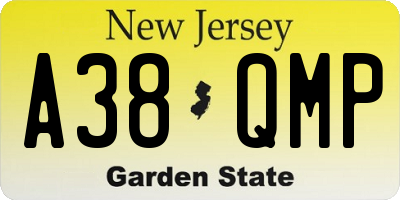 NJ license plate A38QMP