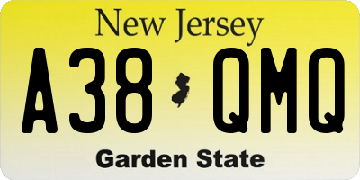 NJ license plate A38QMQ