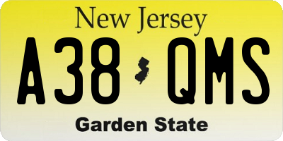 NJ license plate A38QMS