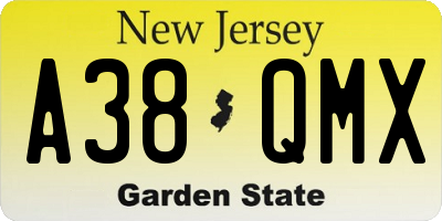 NJ license plate A38QMX