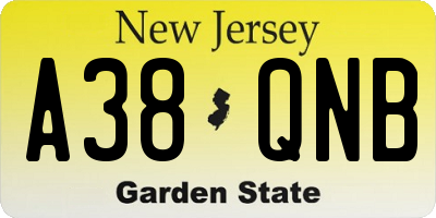 NJ license plate A38QNB