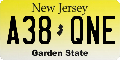 NJ license plate A38QNE