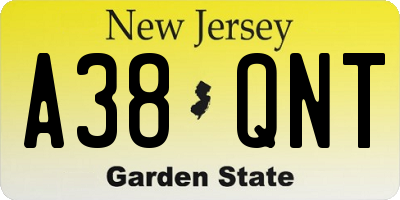 NJ license plate A38QNT