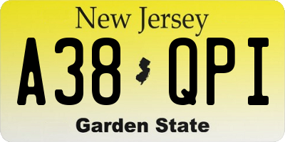 NJ license plate A38QPI
