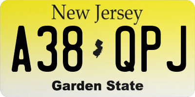 NJ license plate A38QPJ