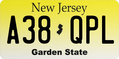 NJ license plate A38QPL