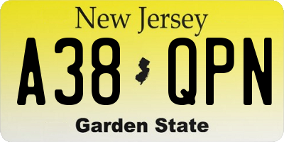 NJ license plate A38QPN