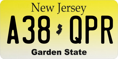 NJ license plate A38QPR