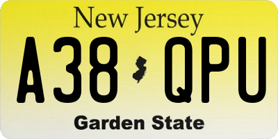 NJ license plate A38QPU