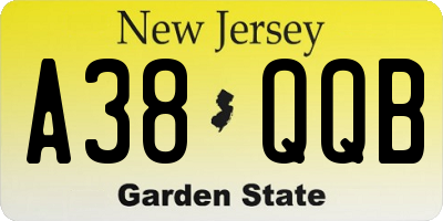 NJ license plate A38QQB