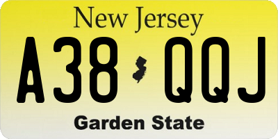 NJ license plate A38QQJ