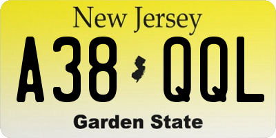 NJ license plate A38QQL