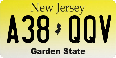 NJ license plate A38QQV