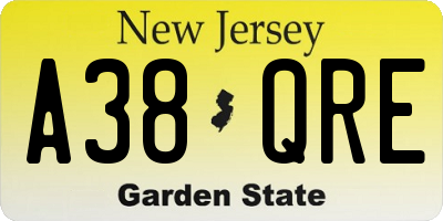 NJ license plate A38QRE