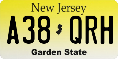 NJ license plate A38QRH