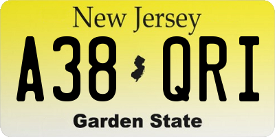 NJ license plate A38QRI