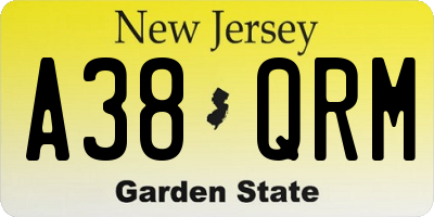 NJ license plate A38QRM