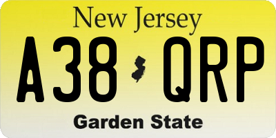 NJ license plate A38QRP