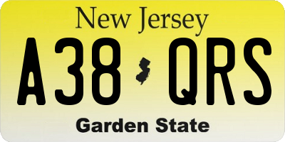 NJ license plate A38QRS
