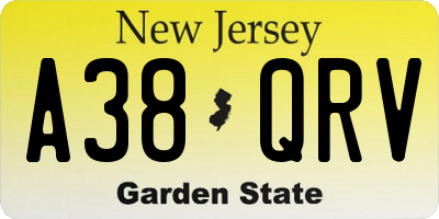 NJ license plate A38QRV