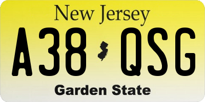NJ license plate A38QSG