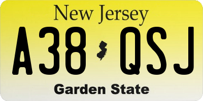 NJ license plate A38QSJ