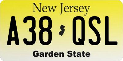 NJ license plate A38QSL