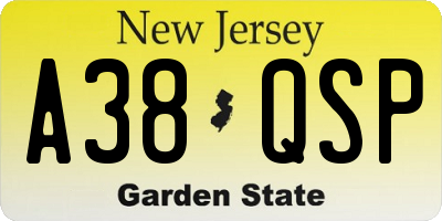 NJ license plate A38QSP