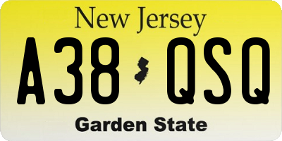 NJ license plate A38QSQ