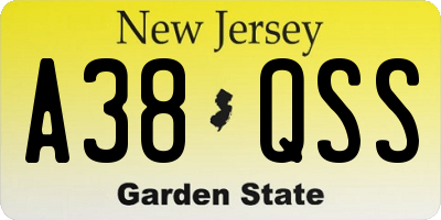 NJ license plate A38QSS