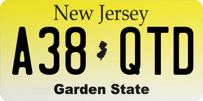 NJ license plate A38QTD