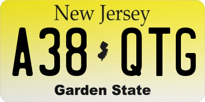 NJ license plate A38QTG