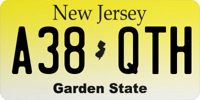 NJ license plate A38QTH