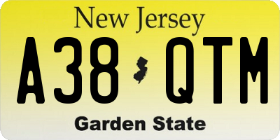 NJ license plate A38QTM