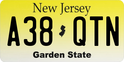 NJ license plate A38QTN
