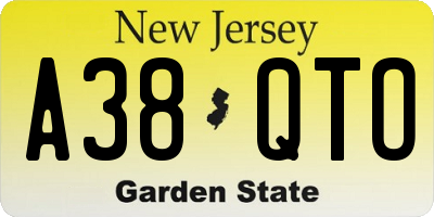 NJ license plate A38QTO