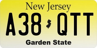 NJ license plate A38QTT