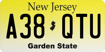 NJ license plate A38QTU